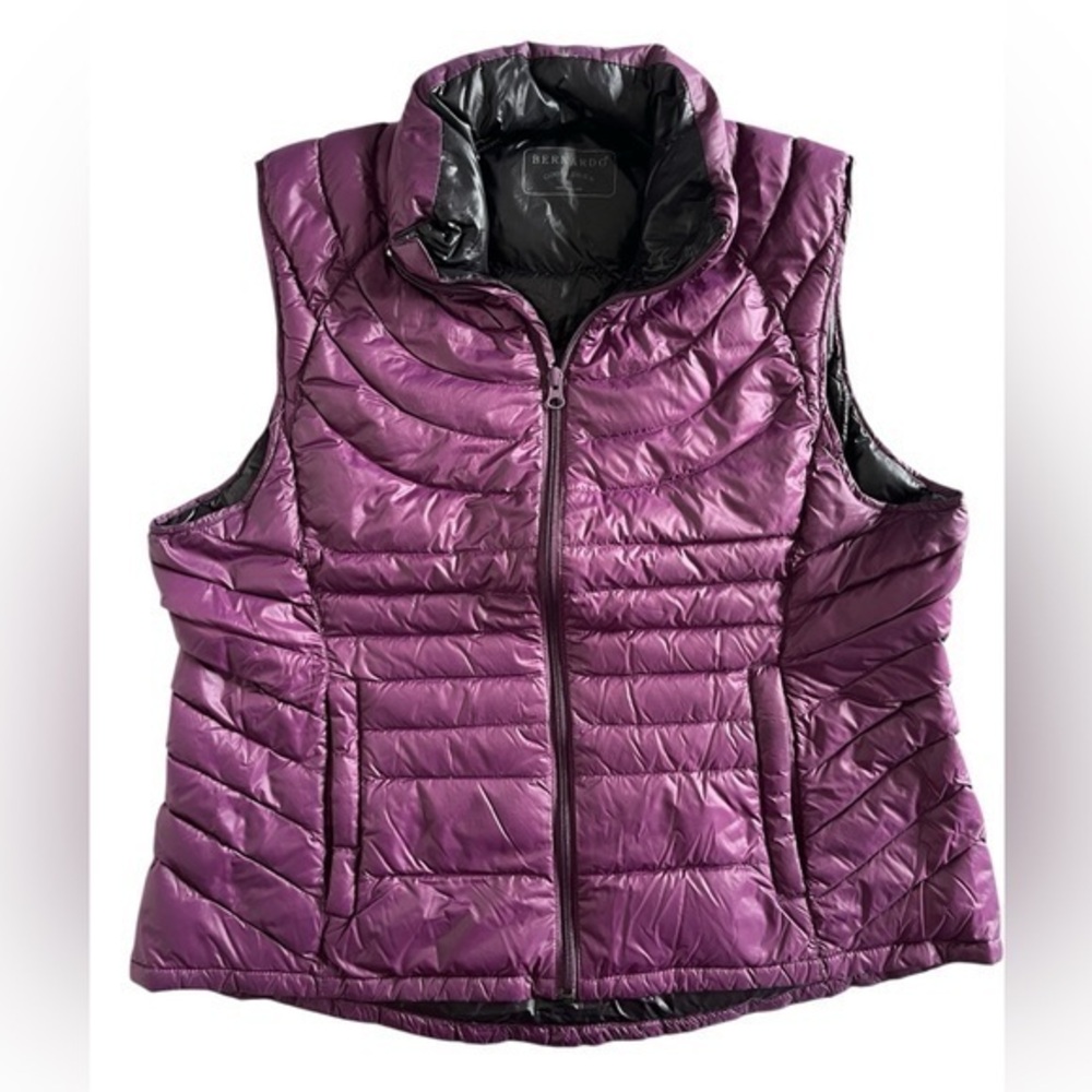 Bernardo goose down filled Shiny Purple Quilted puffer Vest